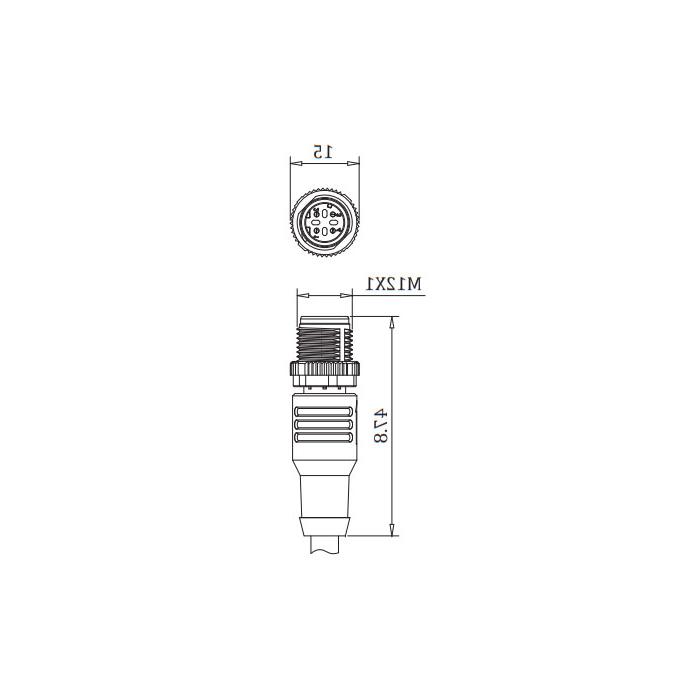 M12 4Pin D-coded、公头直型、单端预铸PUR柔性电缆、带屏蔽、绿色护套、0C4501-XXX